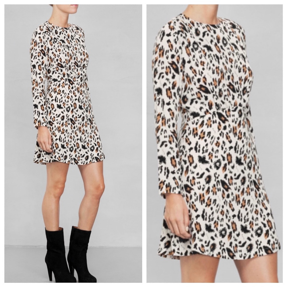 & Other Stories Leopard Print Cutout Back Dress